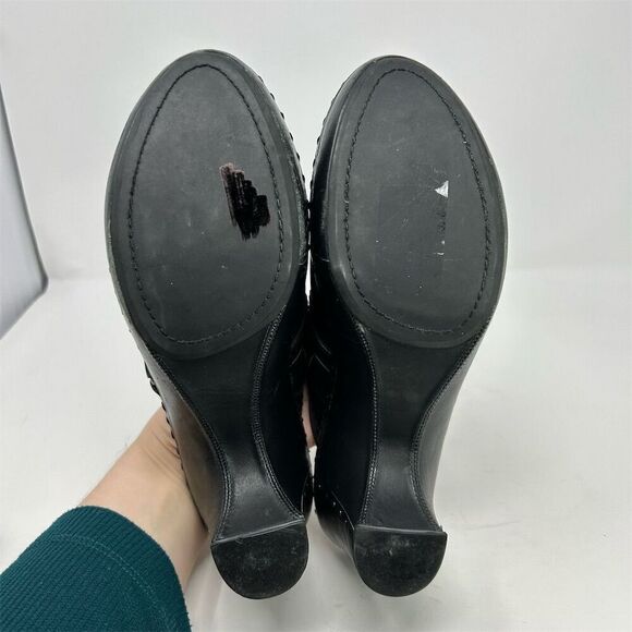 Frye Women's Black Leather Clog Mules Size 9.5 Block Heel Slip-On Western - Picture 12 of 16